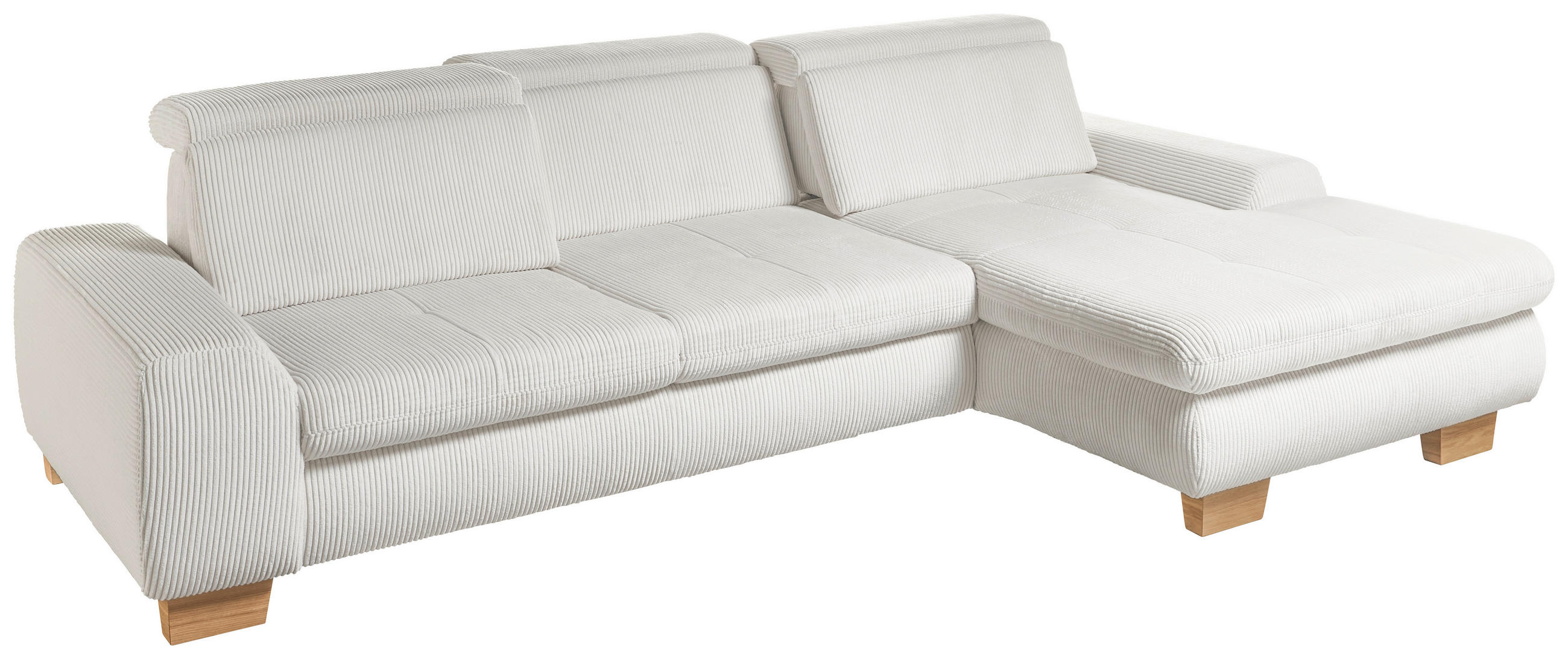 ECKSOFA Silberfarben Kord - Eiche Bianco/Silberfarben, KONVENTIONELL, Holz/Textil (315/195cm) - SetOne by Musterring