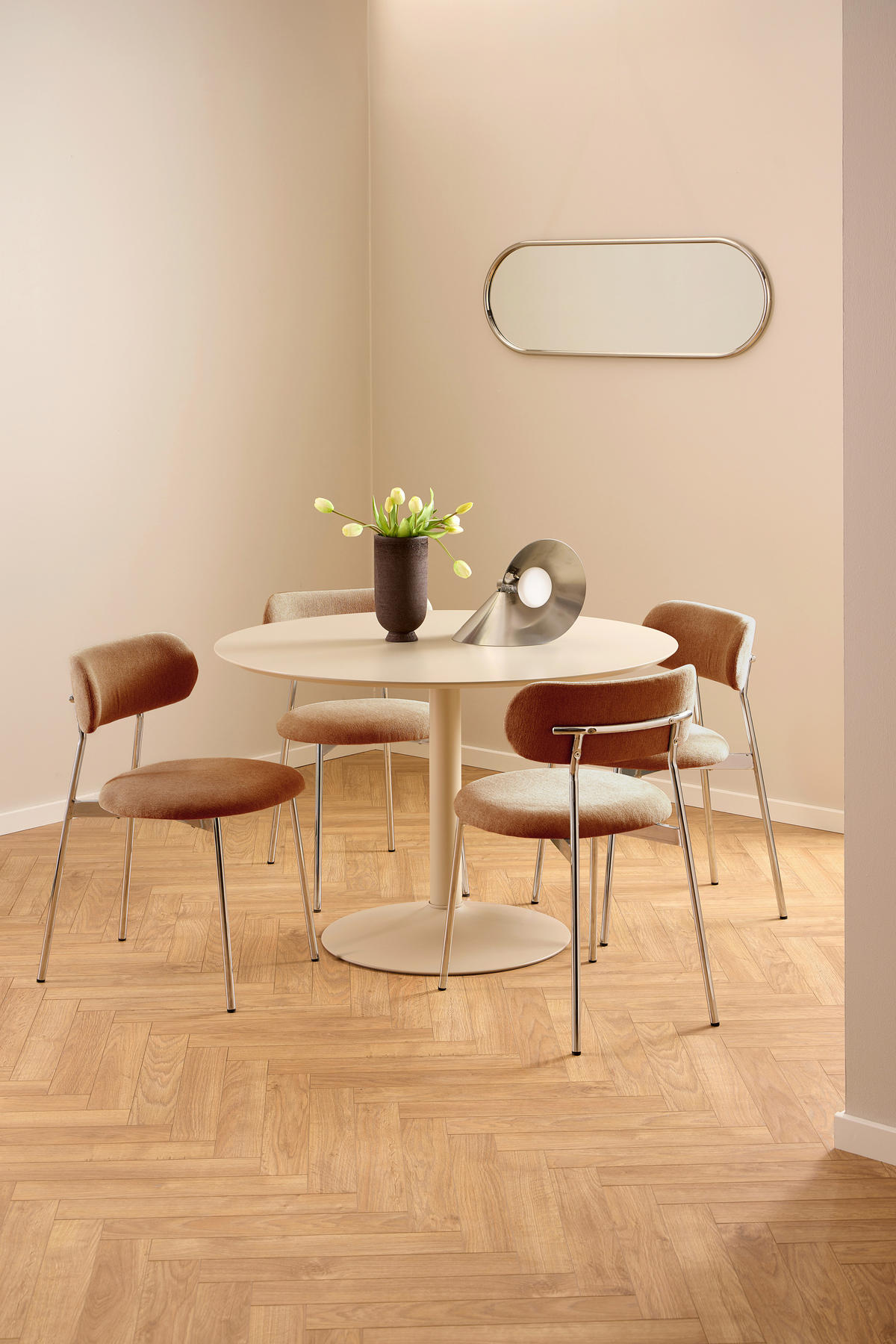 STUHL   Flachgewebe  - Silberfarben/Terracotta, MODERN, Textil/Metall (47/79/53,5cm) - MID.YOU