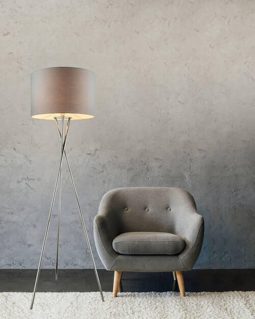 STEHLEUCHTE - Chromfarben/Grau, Konventionell, Textil/Metall (62/160cm) - Globo
