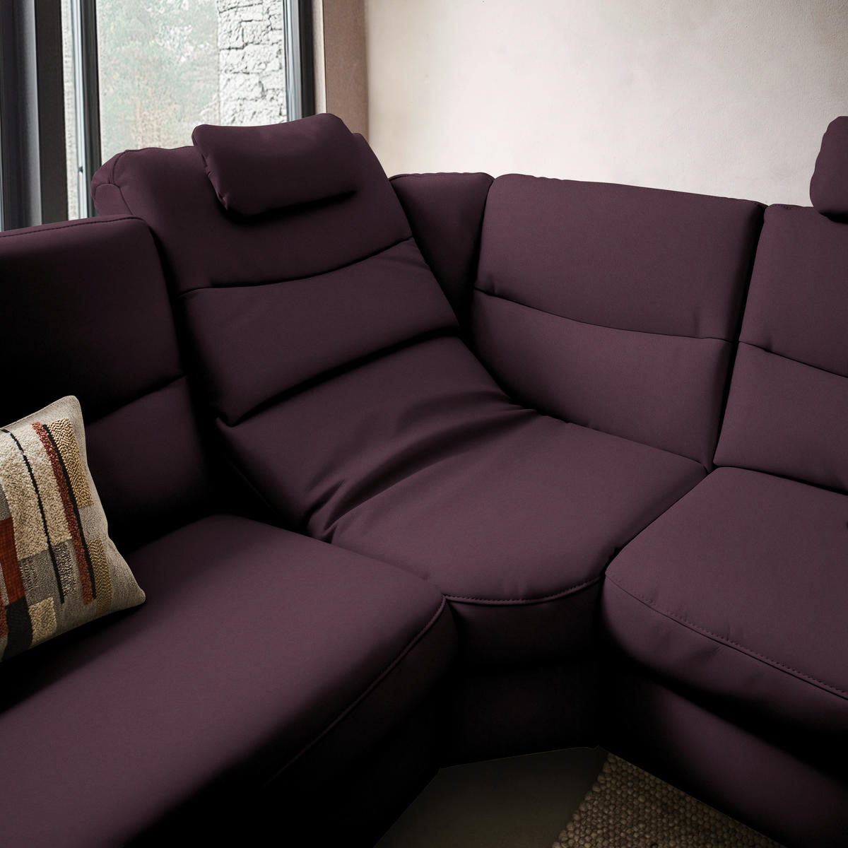 ECKSOFA  in Echtleder Violett  280/249 cm  - Anthrazit/Violett, Design, Leder/Metall (280/249cm) - Himolla Komfortklass