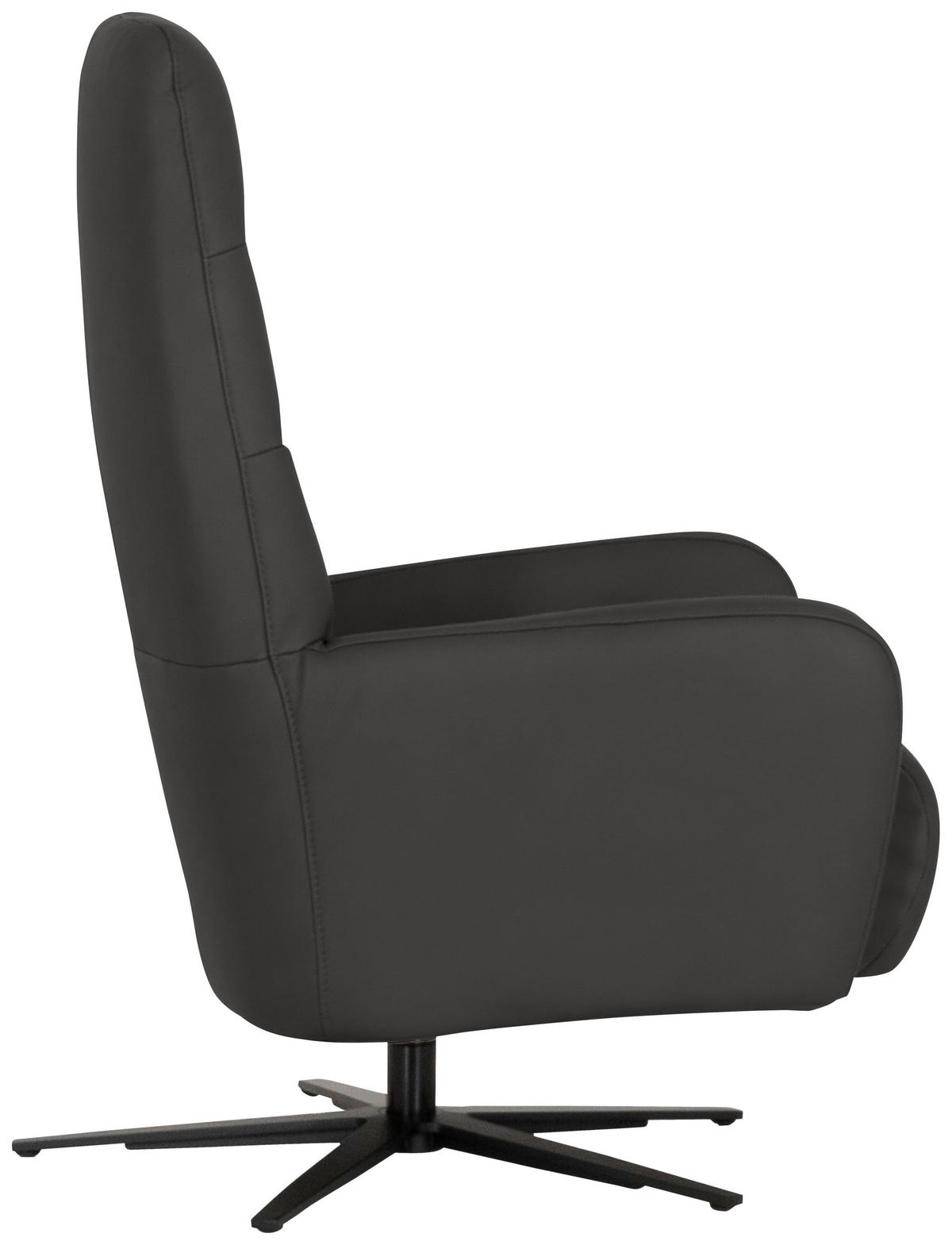RELAXSESSEL Leder Dunkelgrau  - Dunkelgrau/Schwarz, Modern, Leder/Metall (66/110/83cm) - Joop!