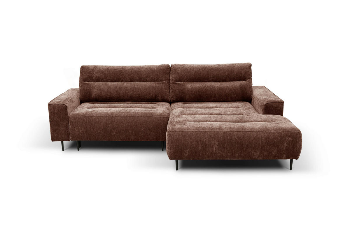 ECKSOFA PABLO Kupferfarben Struktur Rückenkissen, Bettkasten  - Schwarz/Kupferfarben, Design, Holz/Textil (260/160cm) - MID.YOU