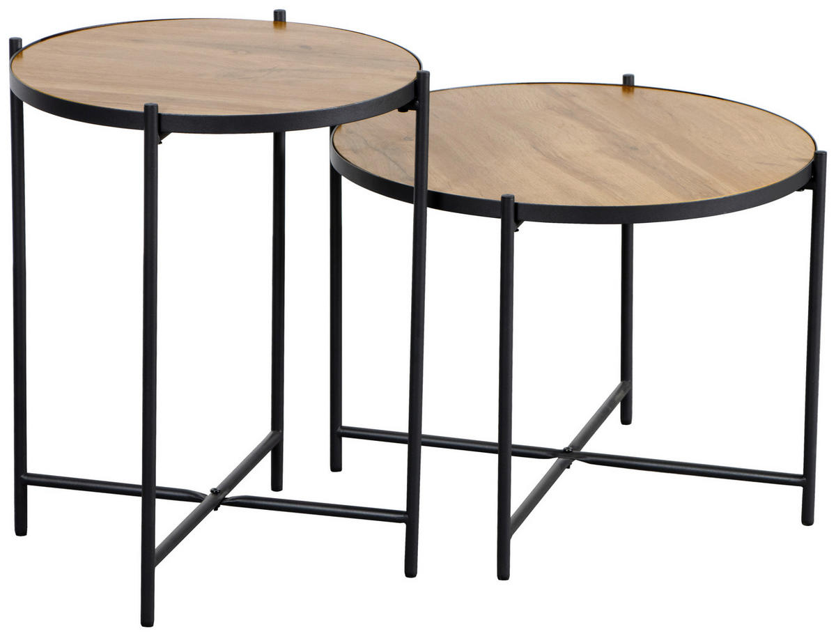 SET MIZ, črna, barve hrasta  - črna/barve hrasta, Basics, kovina/leseni material (42/43/52cm) - Boxxx
