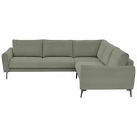 ECKSOFA Velours, Feincord Braun, Grün  - Schwarz/Braun, Design, Textil/Metall (280/254cm) - Beldomo Style