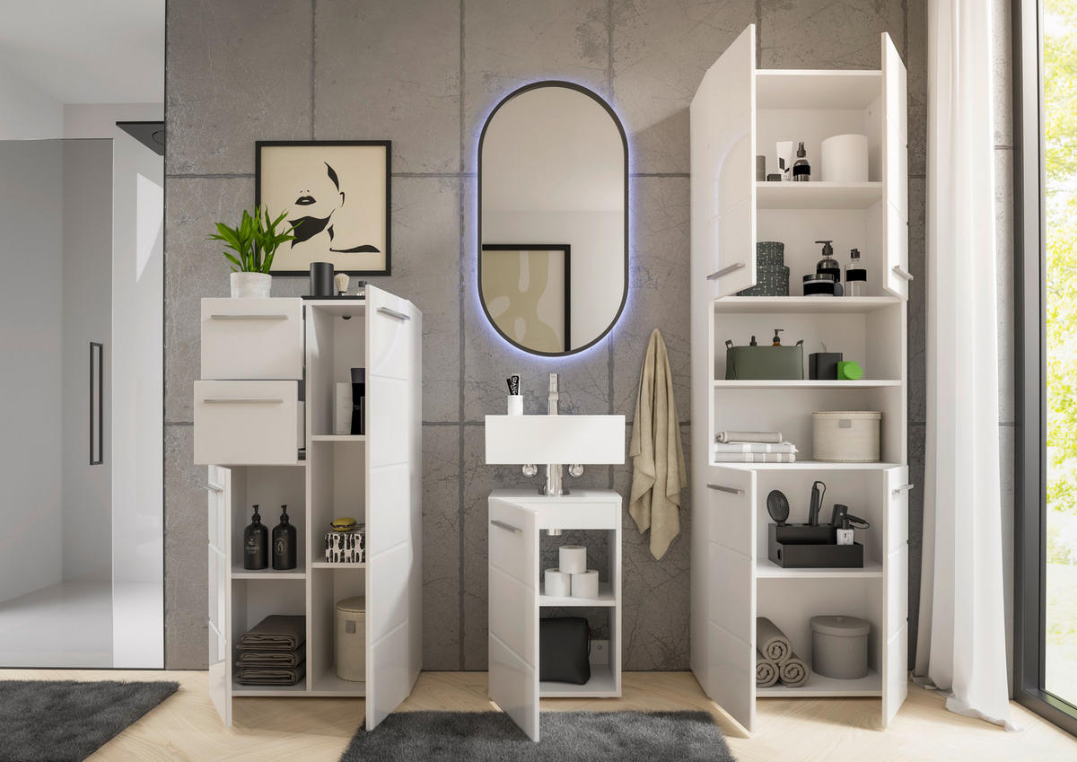 WASCHBECKENUNTERSCHRANK 40/60/31 cm  - Chromfarben/Weiß Hochglanz, MODERN, Holzwerkstoff/Kunststoff (40/60/31cm) - MID.YOU