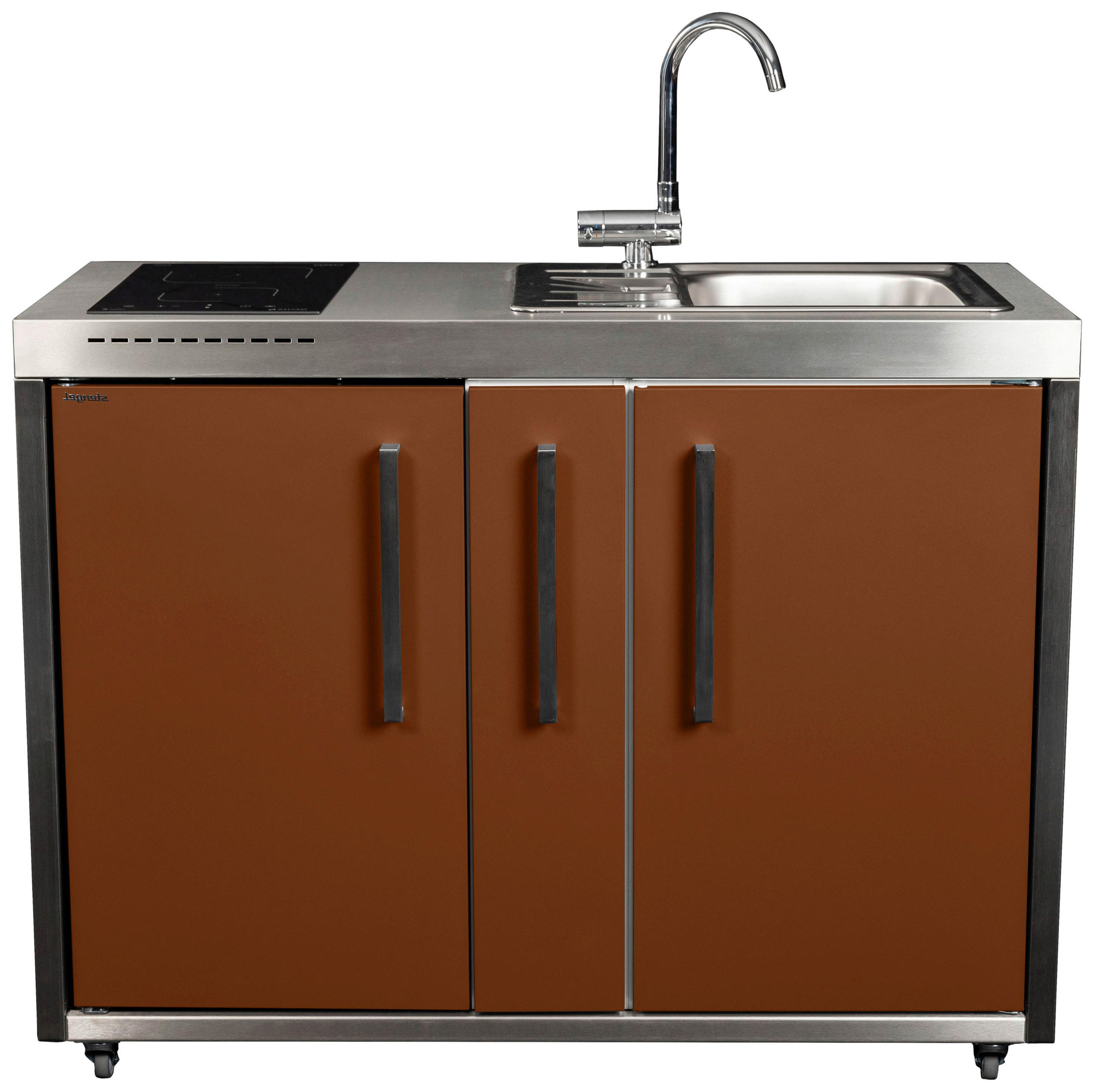 OUTDOORKÜCHE  - Edelstahlfarben/Braun, Basics, Metall (127/98/62cm)