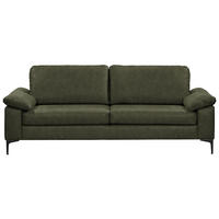 2,5-SITZER  in Echtleder Olivgrün   - Schwarz/Olivgrün, Design, Leder/Metall (204/83/97cm) - Schöner Wohnen