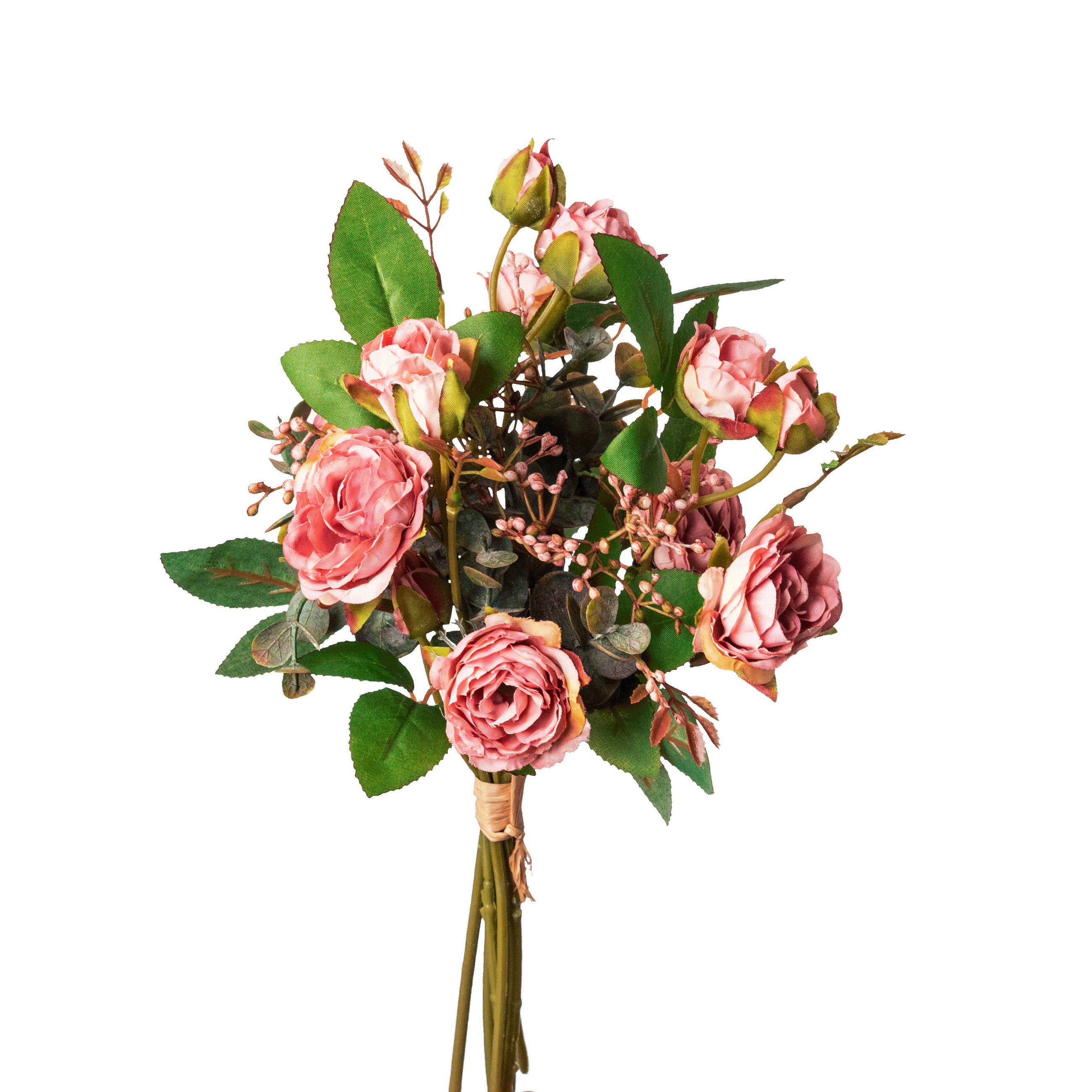 RÓZSABOKOR - sötét rózsaszín/zöld, Basics, műanyag (32cm)