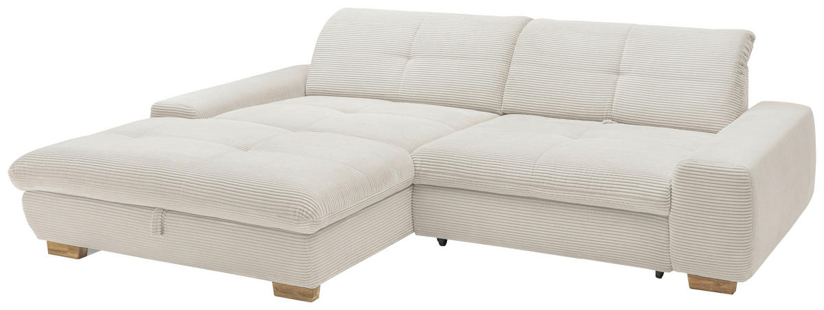 ECKSOFA Creme Cord  - Eichefarben/Creme, Design, Holz/Textil (198/276cm) - SetOne by Musterring