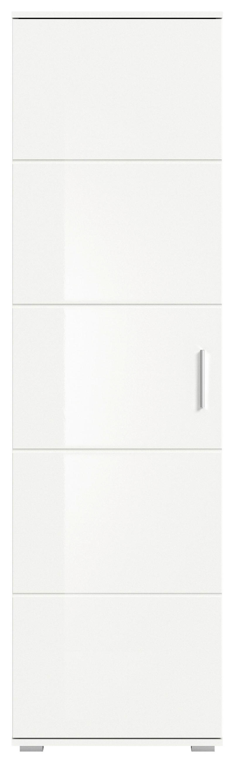 GARDEROBENSCHRANK Prego  in 55/191/37 cm  - Weiß Hochglanz/Silberfarben, Design, Holzwerkstoff/Kunststoff (55/191/37cm) - Xora