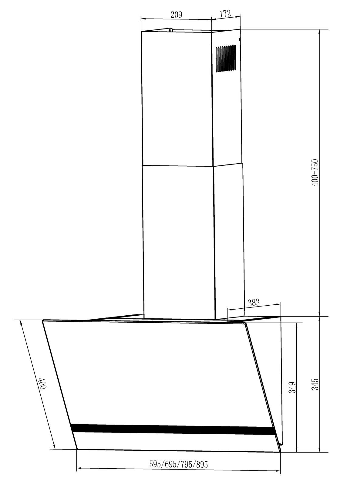 DUNSTABZUGSHAUBE CH24160S-20  - Schwarz, Trend, Glas/Metall (59,5/74,5/38,3cm) - Respekta