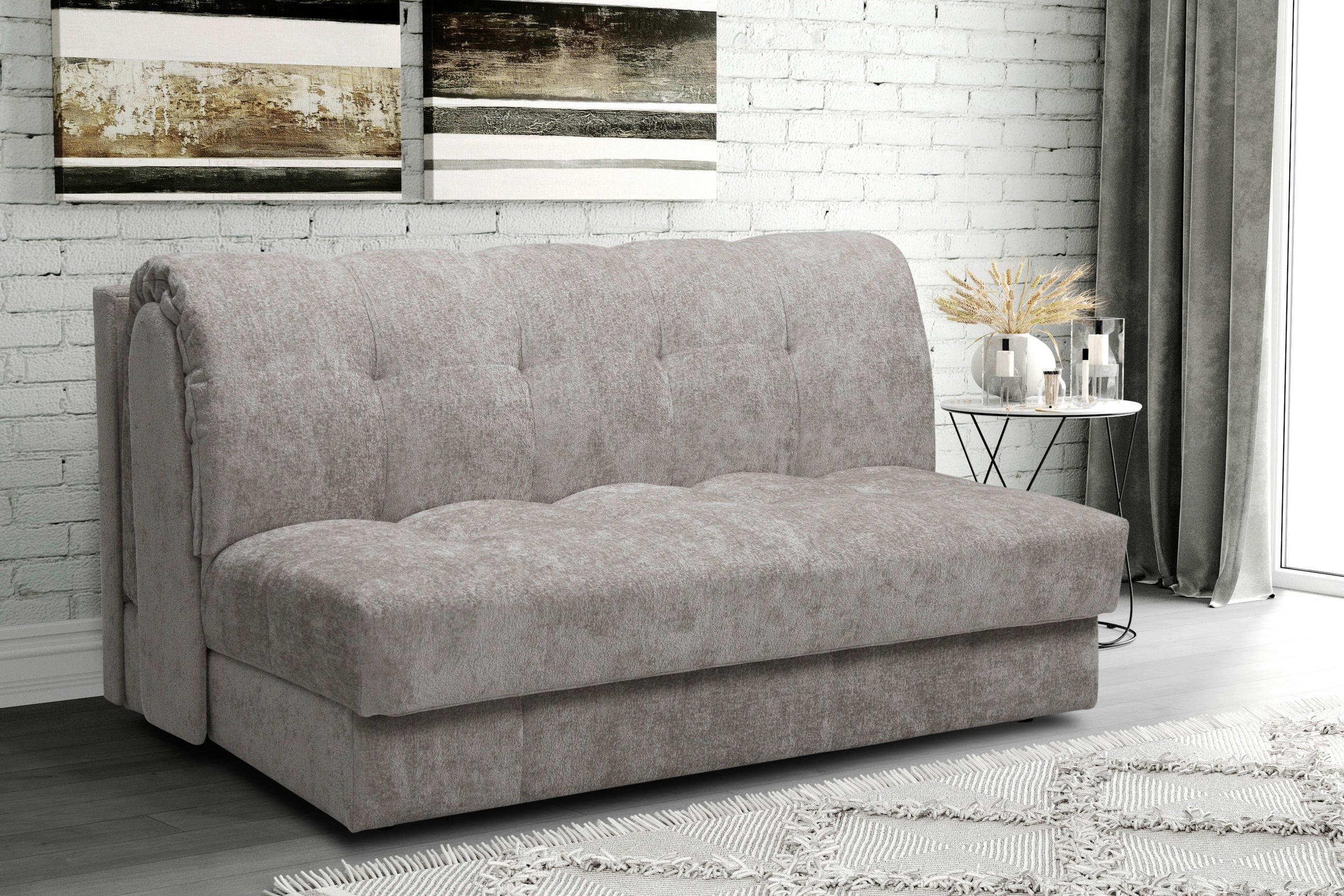 SCHLAFSOFA in Textil Creme  - Creme/Schwarz, Konventionell, Kunststoff/Textil (166/93/106cm) - home24