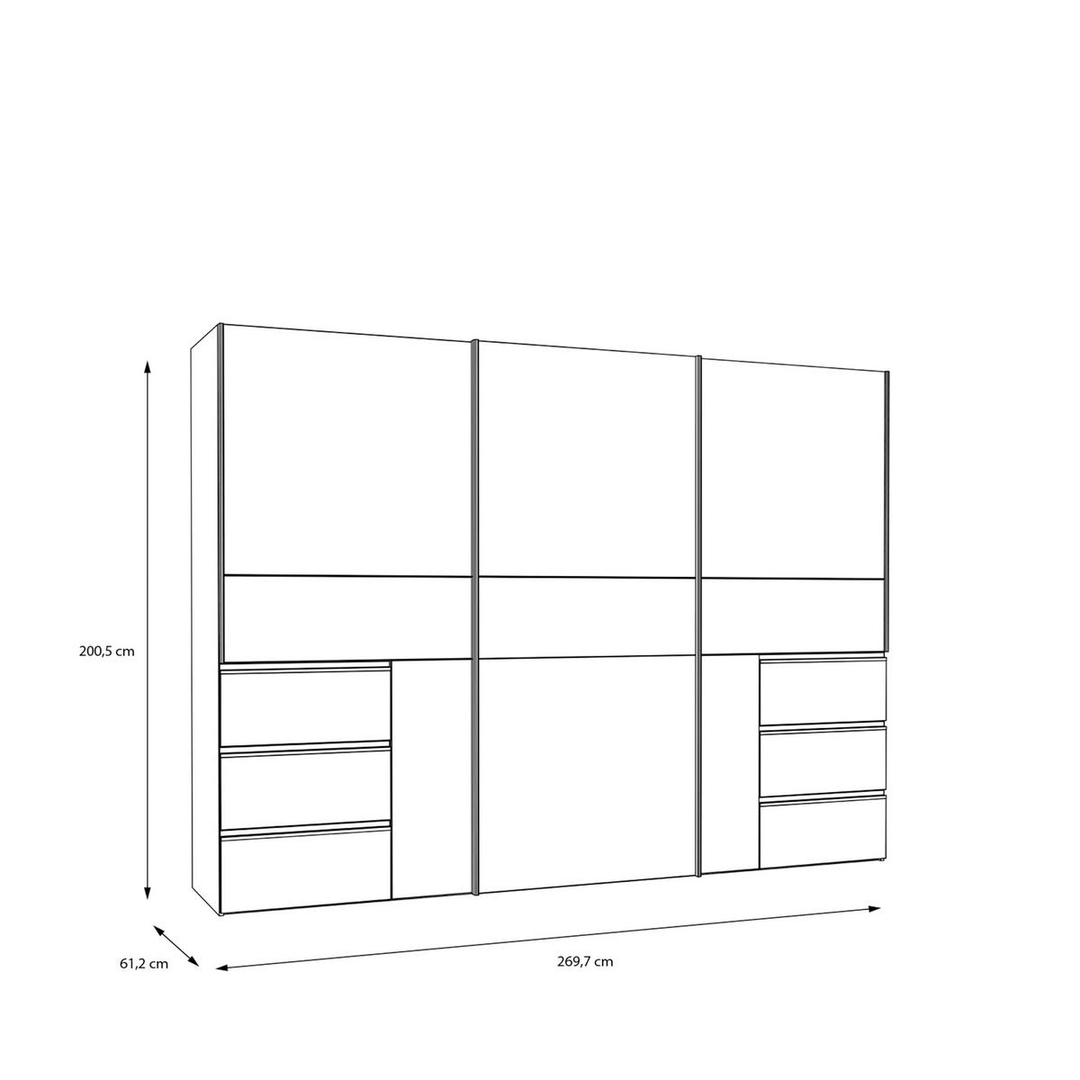 ORMAR S KLIZNIM VRATIMA bijela   - bijela/boje aluminija, Moderno, drvni materijal/metal (269,7/200,5/61cm) - Carryhome