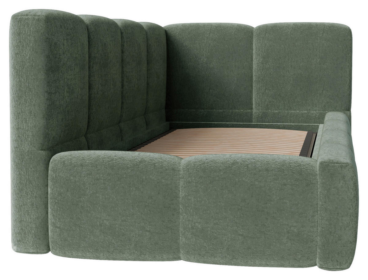 POLSTERBETT 90/200 cm,  in Grün, Lattenrost, Bettkasten,  - Schwarz/Grün, Design, Holz/Textil (90/200cm) - Chameo