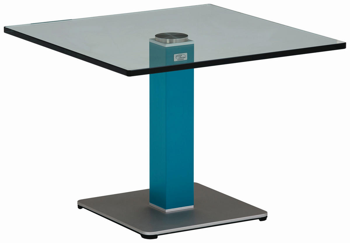 BEISTELLTISCH Glas, Holzwerkstoff 60/60/44,5 cm  - Blau/Silberfarben, Konventionell, Glas/Holzwerkstoff (60/60/44,5cm)