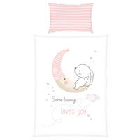 BABYBETTWÄSCHE 100/135 cm  - Weiß/Rosa, KONVENTIONELL, Textil (100/135cm)
