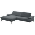 ECKSOFA  in Chenille, Flachgewebe Dunkelgrau  180/284 cm  - Dunkelgrau/Schwarz, Design, Textil/Metall (180/284cm) - Dieter Knoll