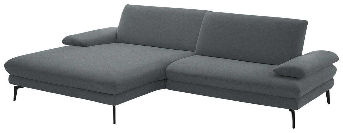 ECKSOFA Chenille, Flachgewebe Dunkelgrau  - Dunkelgrau/Schwarz, Design, Textil/Metall (180/284cm) - Dieter Knoll