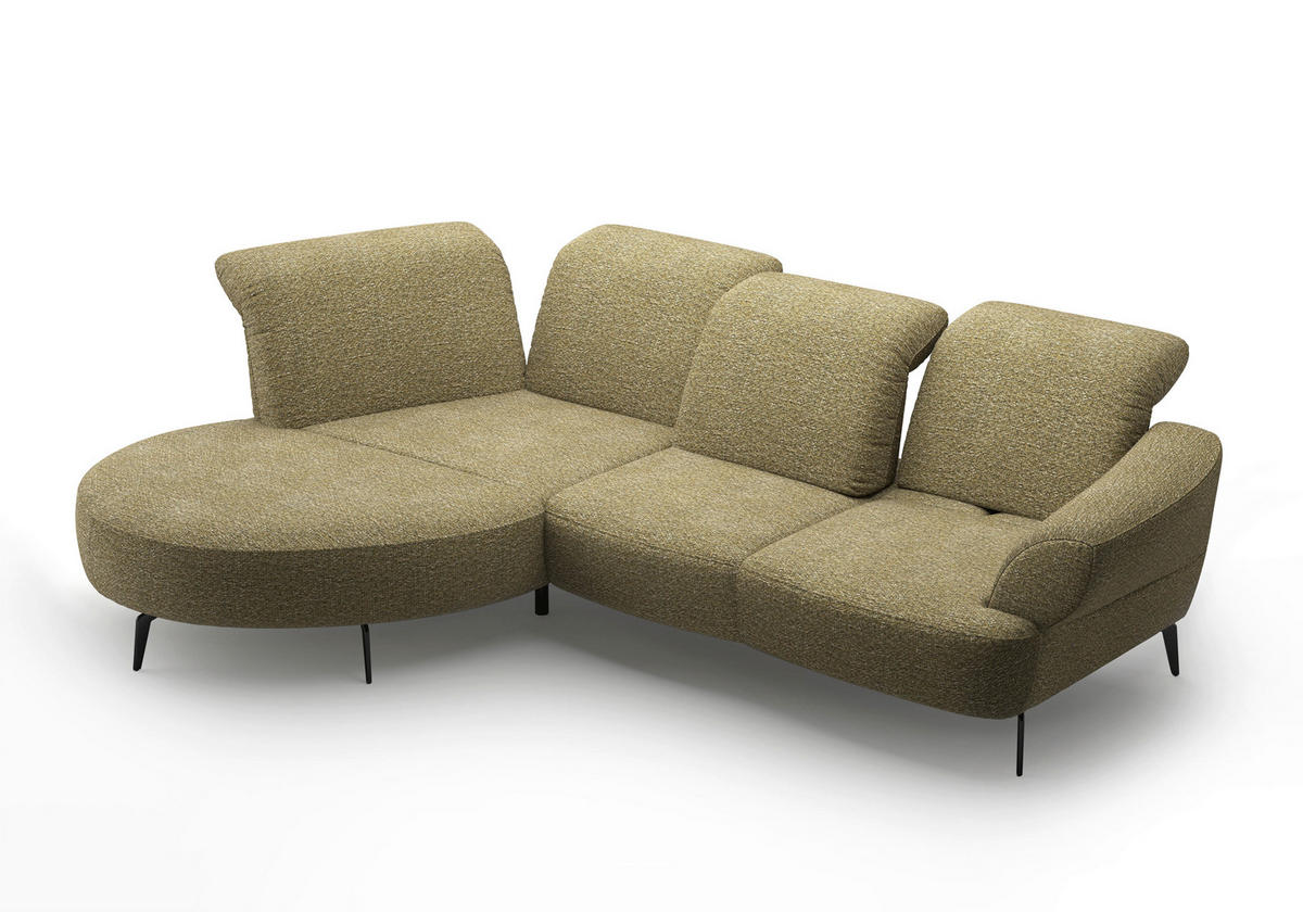 ECKSOFA DANCE E Olivgrün Chenille  - Schwarz/Olivgrün, MODERN, Textil/Metall (208/313cm) - Sit & More