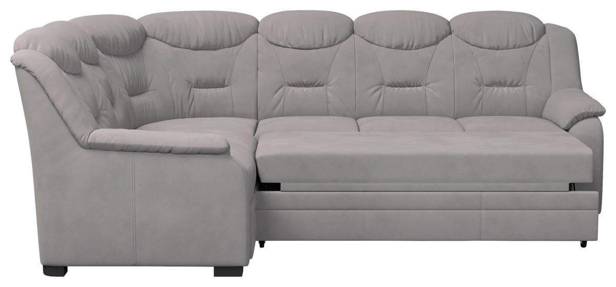 ECKSOFA Hellgrau Mikrofaser  - Hellgrau/Schwarz, Basics, Kunststoff/Textil (211/263cm) - MID.YOU