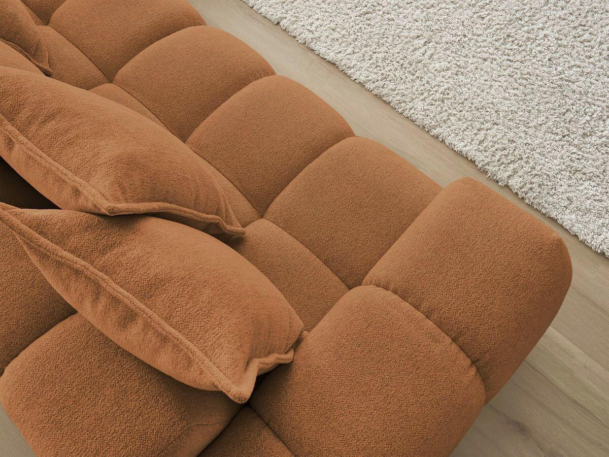 ECKSOFA Ottomane rechts  EVEREST Orange Flachgewebe  - Schwarz/Orange, MODERN, Kunststoff/Textil (352/210cm)