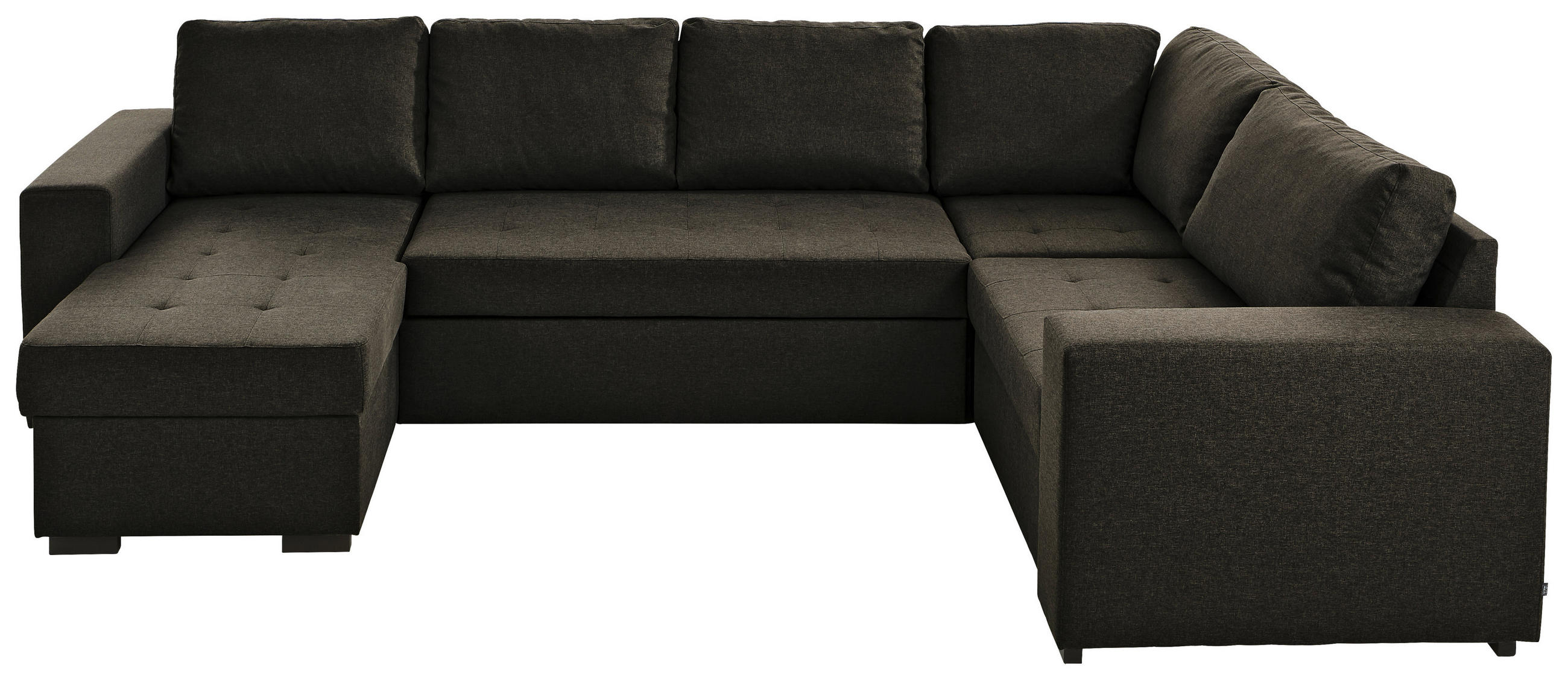 WOHNLANDSCHAFT Dunkelbraun Webstoff  - Dunkelbraun/Schwarz, KONVENTIONELL, Kunststoff/Textil (207/313/157cm) - Ti'me