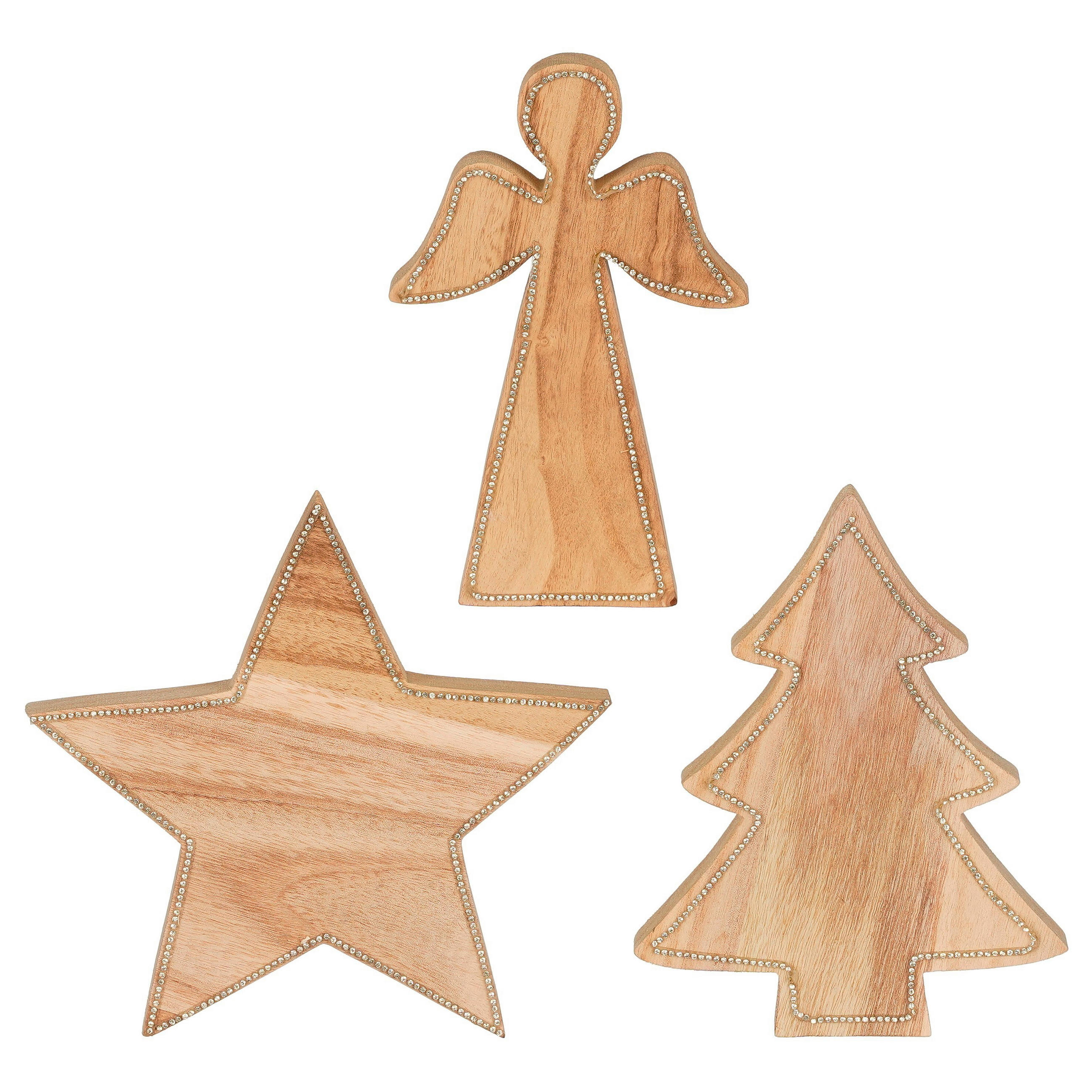 DEKORAČNÍ HVĚZDA - světle hnědá, Basics, dřevo (20/15.5/2.5cm)