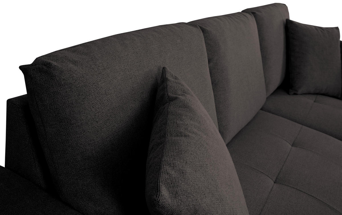 ECKSOFA LUKAS Dunkelbraun Struktur Zierkissen, Bettkasten  - Dunkelbraun, Trend, Textil (239/158cm) - P & B