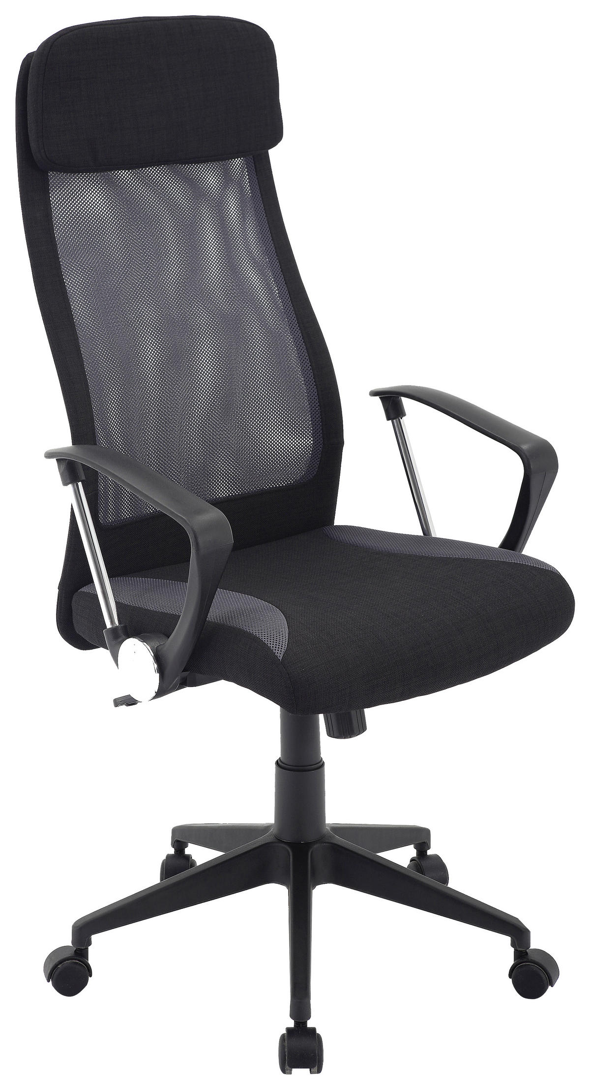SCAUN ROTATIV  plasă tensionată, țesătură negru, gri  - negru/gri, Design, plastic/metal (61/118-128/64cm) - MID.YOU