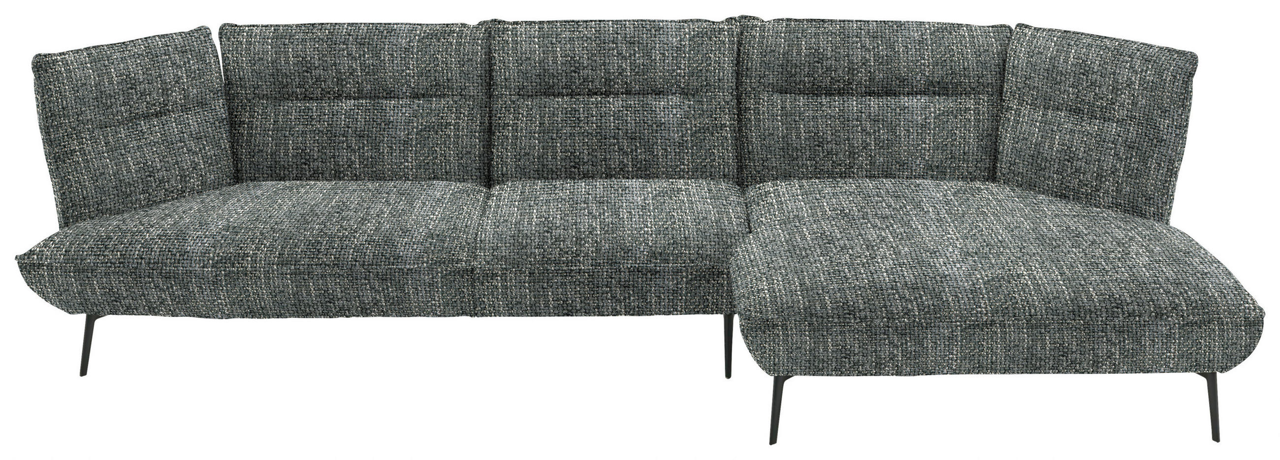 ECKSOFA in Flachgewebe Dunkelgrau  - Dunkelgrau/Schwarz, Design, Textil/Metall (339/153cm) - Moderano