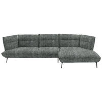 ECKSOFA in Flachgewebe Dunkelgrau  - Dunkelgrau/Schwarz, Design, Textil/Metall (339/153cm) - Moderano