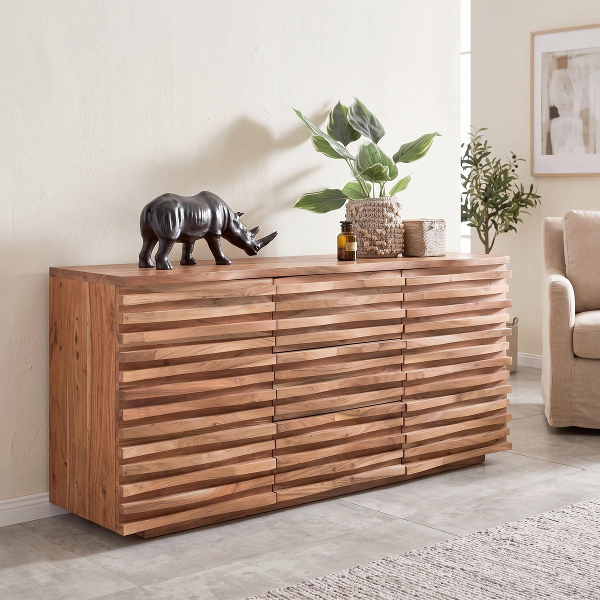 SIDEBOARD  160/75/43 cm 3 Schublade(n)  - Akaziefarben, Design, Holz (160/75/43cm) - MID.YOU