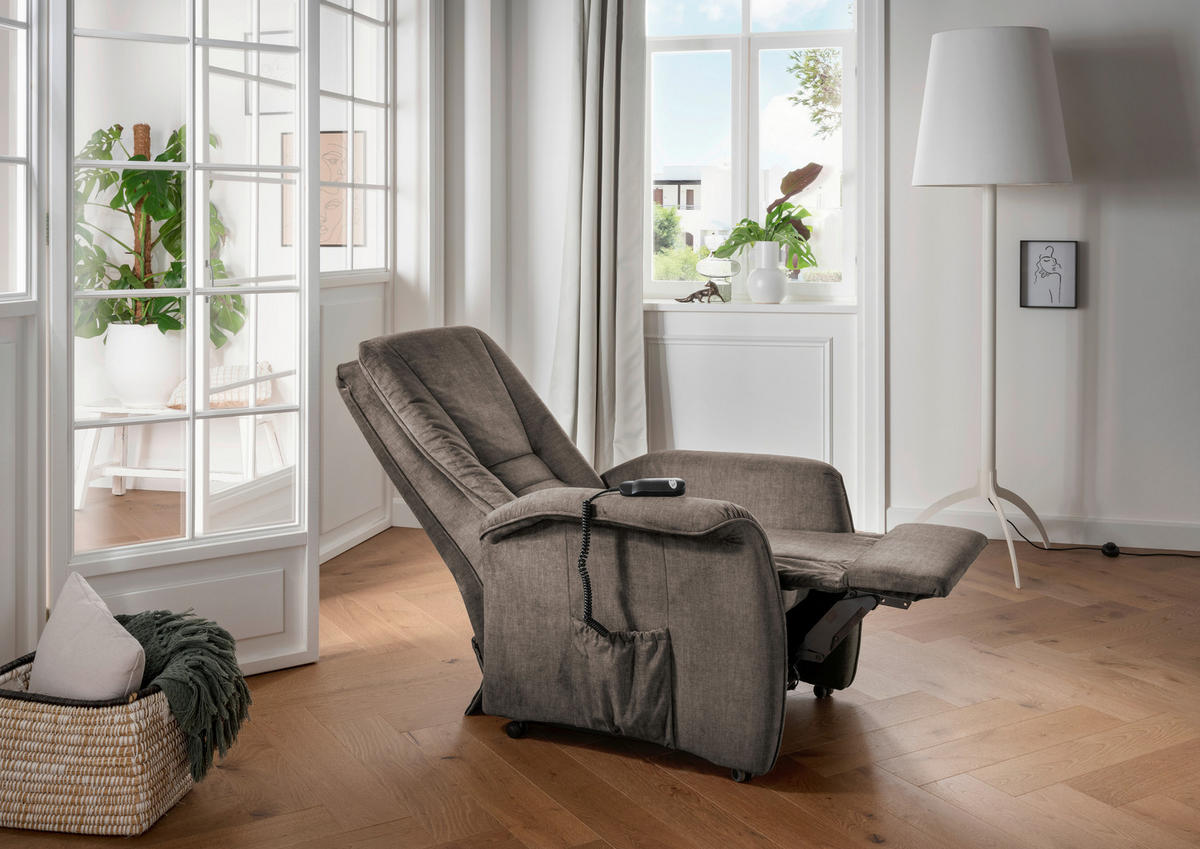 FERNSEHSESSEL in Velours Braun  - Schwarz/Braun, Design, Kunststoff/Textil (77/107/88cm) - Livetastic