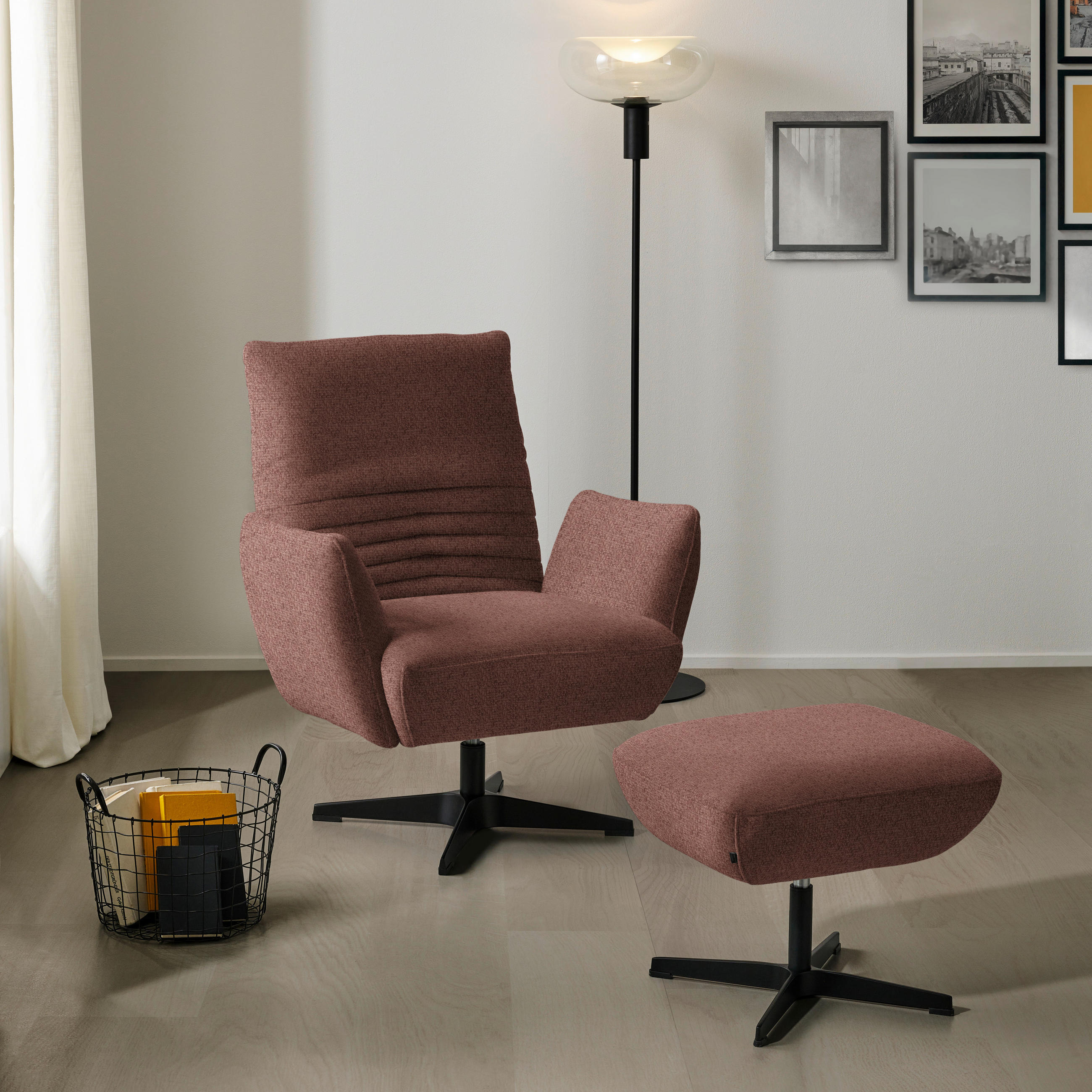 SESSEL in Chenille Rotbraun  - Rotbraun/Schwarz, Design, Textil/Metall (60/94/86cm) - Dieter Knoll