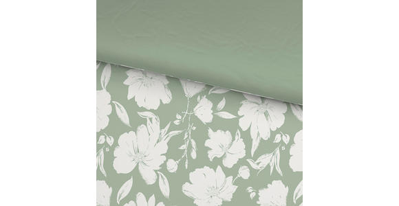 WENDEBETTWÄSCHE Mavie Satin 140/200 cm  - Weiß/Grün, KONVENTIONELL, Textil (140/200cm) - Novel