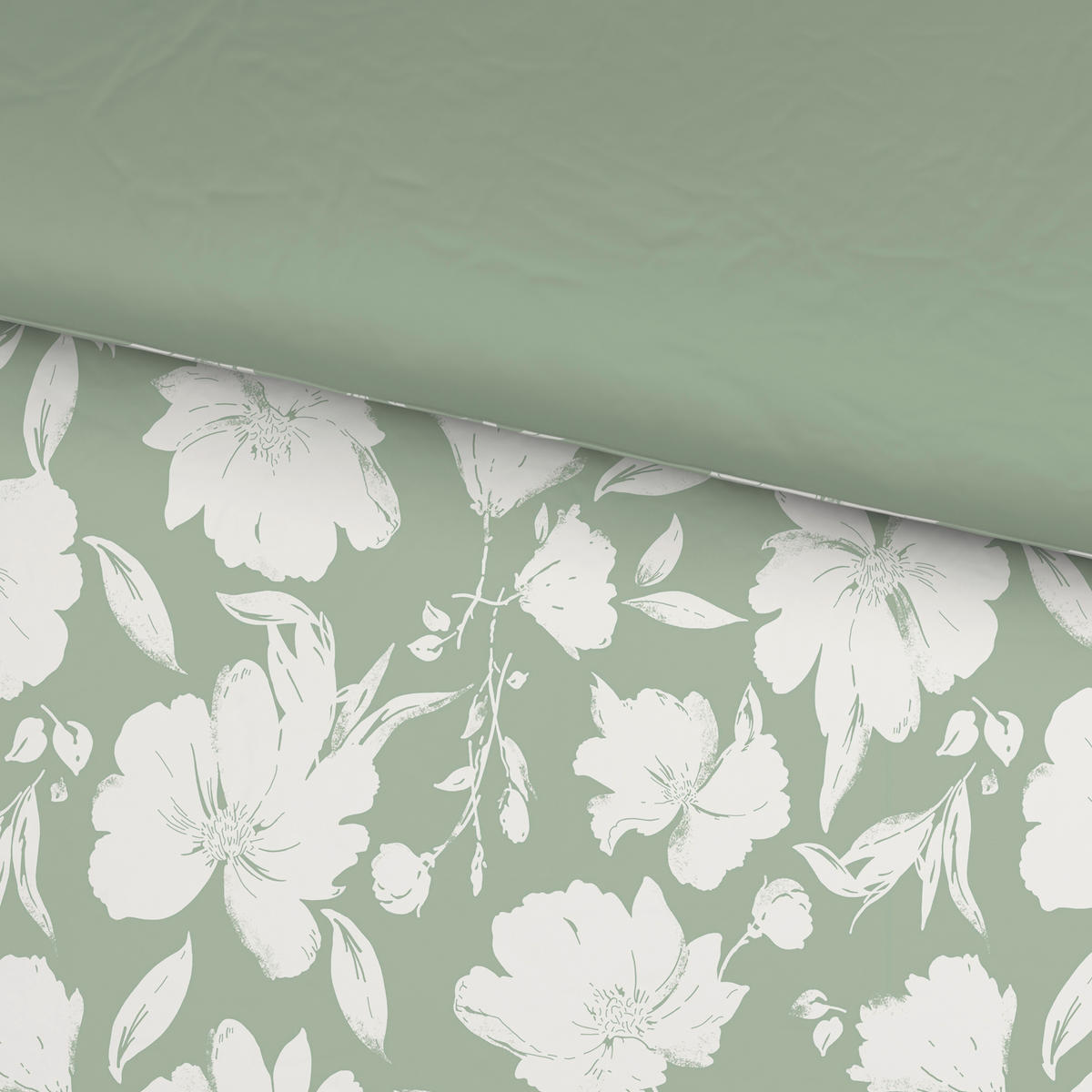 WENDEBETTWÄSCHE Mavie Satin 140/200 cm  - Weiß/Grün, KONVENTIONELL, Textil (140/200cm) - Novel