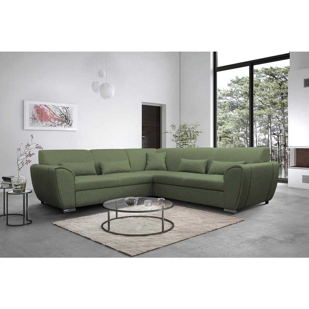 Thumbnail - Livetastic Ecksofa, Grün, Textil, 5-Sitzer, Füllung: Schaumstoff, Ottomane rechts, L-Form, 266x266 cm, Made in EU, Rücke...