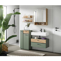 BADEZIMMER 4-teilig  in 126 cm  - Eichefarben/Schwarz, Trend, Glas/Holzwerkstoff (126cm) - MID.YOU