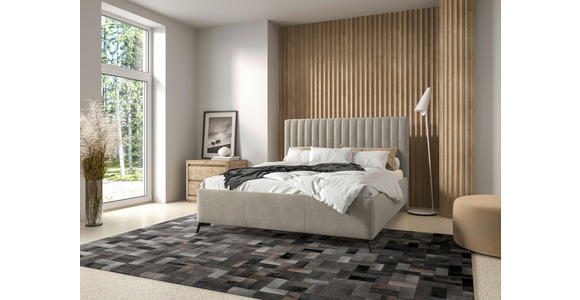 POLSTERBETT gepolstertes Kopfteil, Lattenrost, Bettkasten Creme 180/200 cm - Creme/Schwarz, KONVENTIONELL, Holz/Textil (180/200cm) - Hom`in