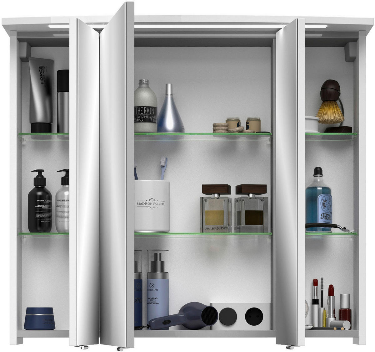 FÜRDŐSZOBABÚTOR - krómszínű/magasfényű fehér, Modern, faalapú anyag/üveg (84cm) - Sadena