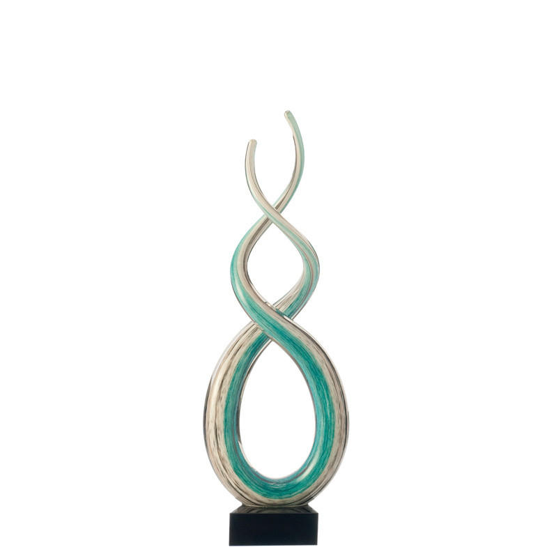 SKULPTURA - turkizna/bela, Basics, steklo (38cm) - Leonardo