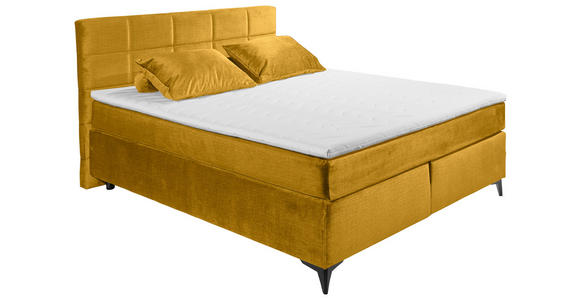 BOXSPRINGBETT 180/200 cm,  in Currygelb  - Currygelb/Schwarz, Design, Holzwerkstoff/Kunststoff (180/200cm) - Xora