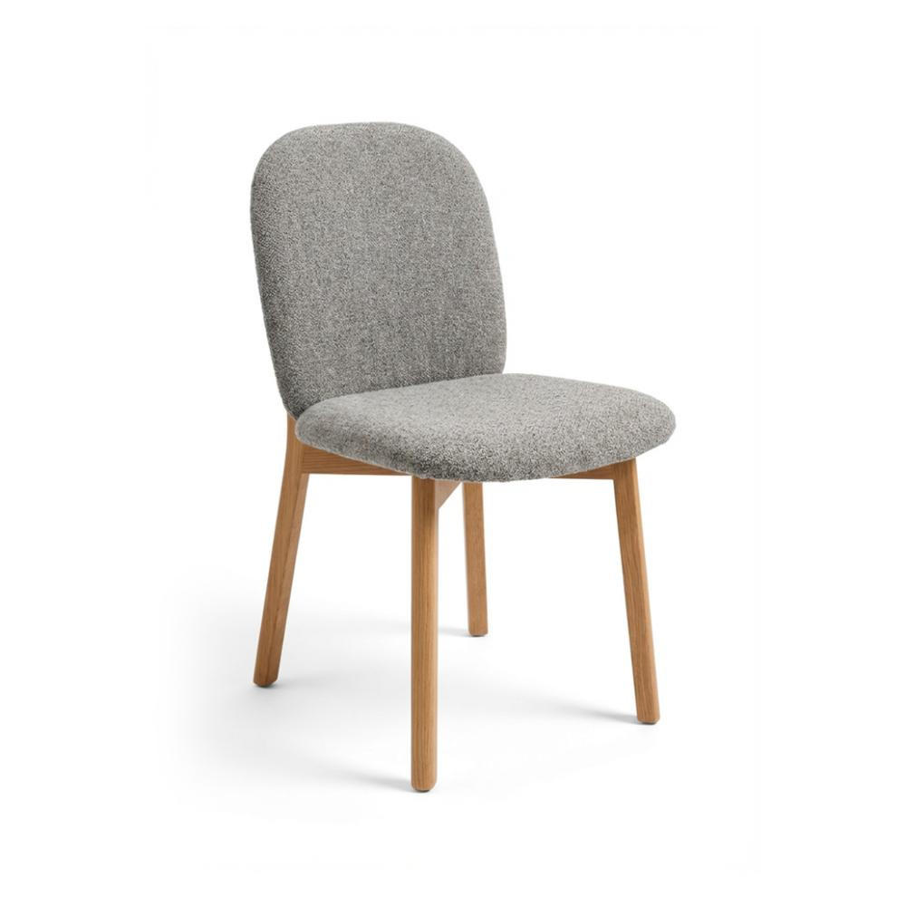 STOL  läderutbud, tygutbud   grå, ekfärgad  - grå/ekfärgad, Design, trä/textil (46/81/57cm) - Skovby