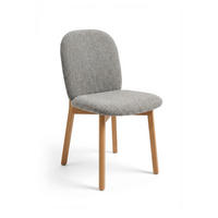 STOL  läderutbud, tygutbud   grå, ekfärgad  - grå/ekfärgad, Design, trä/textil (46/81/57cm) - Skovby