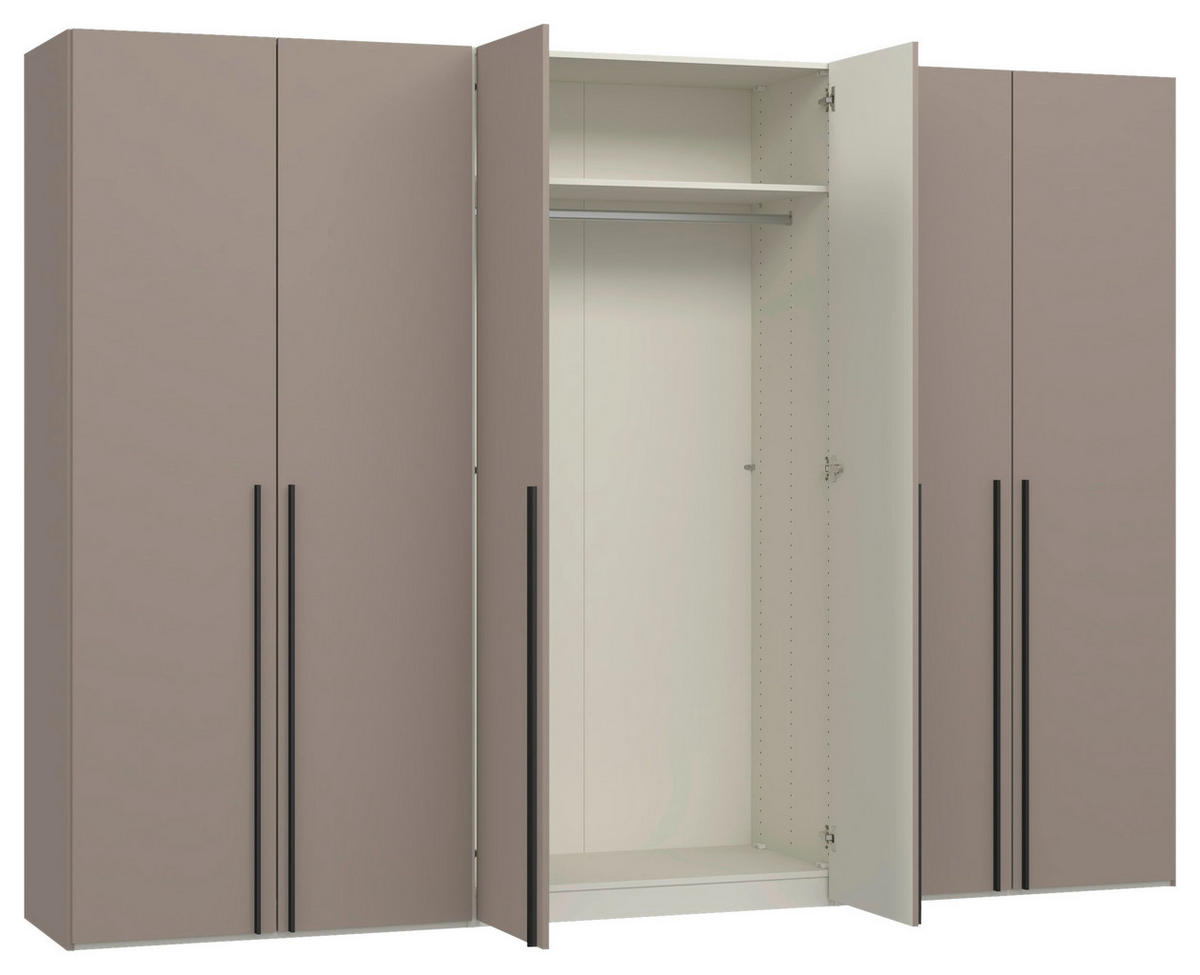 DREHTÜRENSCHRANK 303/220/59 cm,  in Hellbraun, 6-türig  - Hellbraun/Schwarz, Design, Holzwerkstoff/Metall (303/220/59cm) - Jutzler