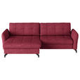 ECKSOFA in Flachgewebe, Leinenoptik Rot  170/242 cm  - Rot/Schwarz, Design, Textil/Metall (170/242cm) - Xora