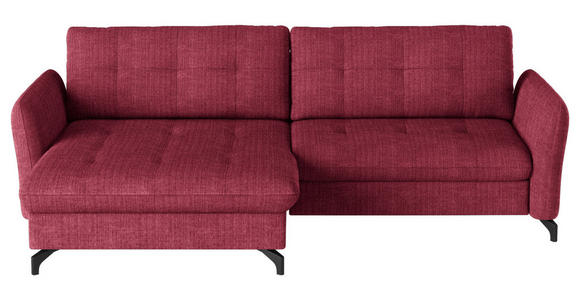 ECKSOFA in Flachgewebe, Leinenoptik Rot  170/242 cm  - Rot/Schwarz, Design, Textil/Metall (170/242cm) - Xora