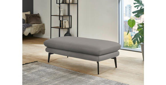 ECKSOFA in Echtleder Silberfarben 180/310 cm - Silberfarben/Schwarz, Design, Leder/Metall (180/310cm) - Dieter Knoll
