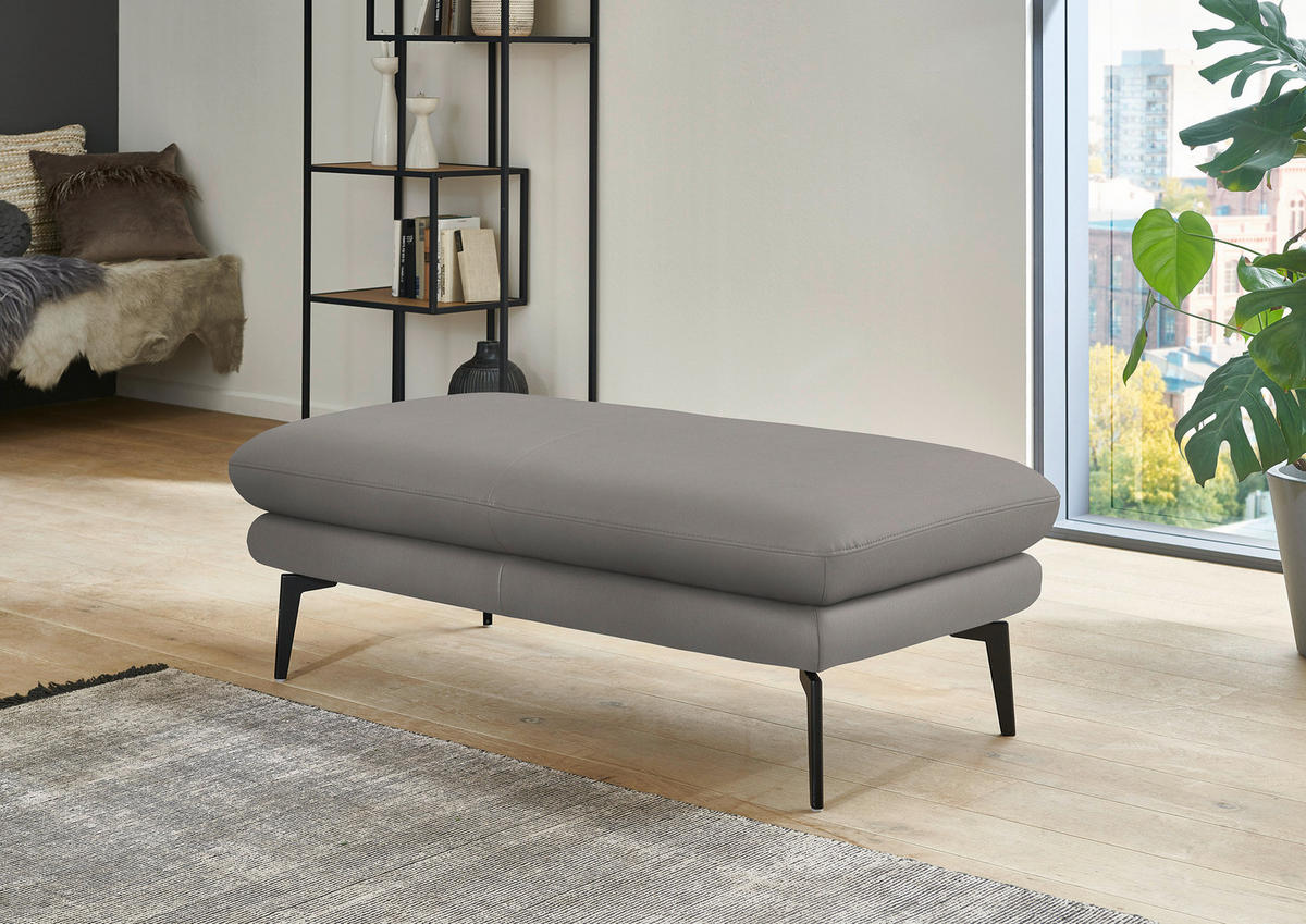 ECKSOFA in Echtleder Silberfarben  - Silberfarben/Schwarz, Design, Leder/Metall (180/310cm) - Dieter Knoll