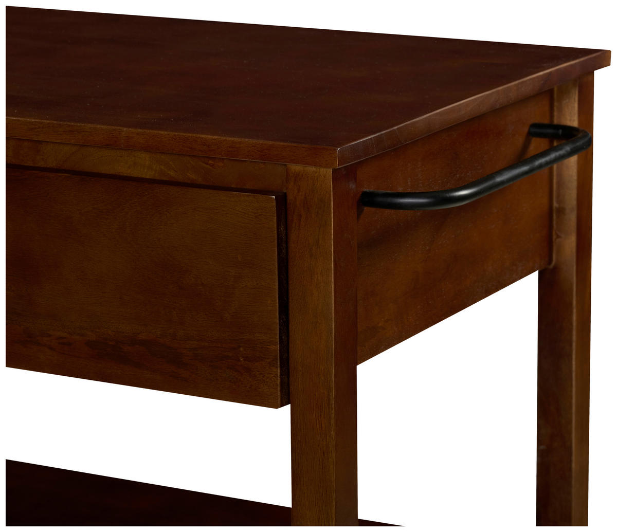 SERVIERWAGEN Mangoholz vollmassiv Walnussfarben  - Walnussfarben, Natur, Holz/Kunststoff (100/90/48cm) - Livetastic